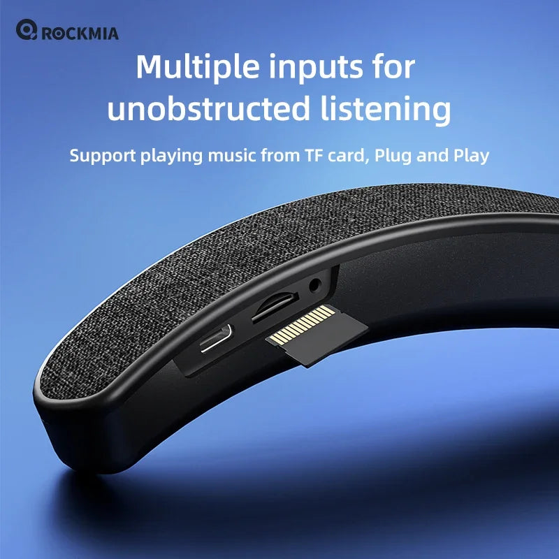 Rockmia EBS-905 6w Wearable Neckband Speaker Bluetooth 5.0  Hands-free Ear-Free for TV Game Play  Home Outdoor Use TF  Card