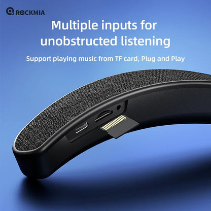 Rockmia EBS-905 6w Wearable Neckband Speaker Bluetooth 5.0  Hands-free Ear-Free for TV Game Play  Home Outdoor Use TF  Card