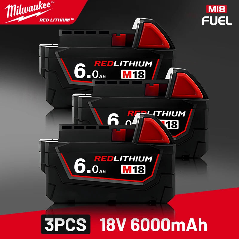 original Milwaukee M18 Power Tool Battery, Charger, 18V 6Ah Li-Ion M18B5 48-11-1860 48-11-1850 48-11-1840 48-11-1830 48-11-1820