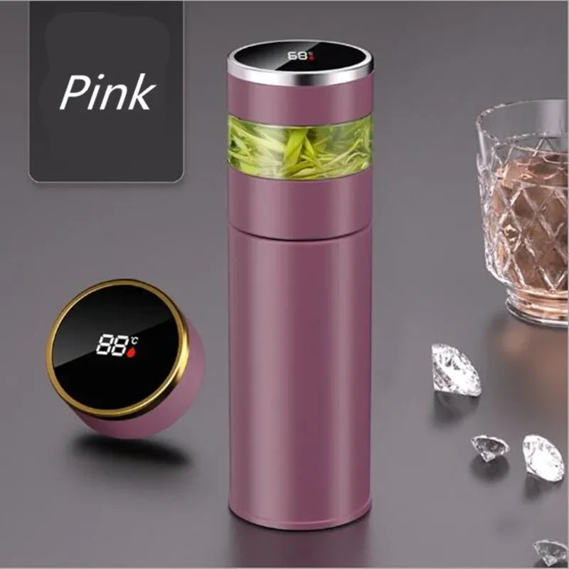 450ml Smart Thermos Bottle For Tea With Separation Strainer Infuser Temperature Display Stainless Steel Insulation Vacuum Flask