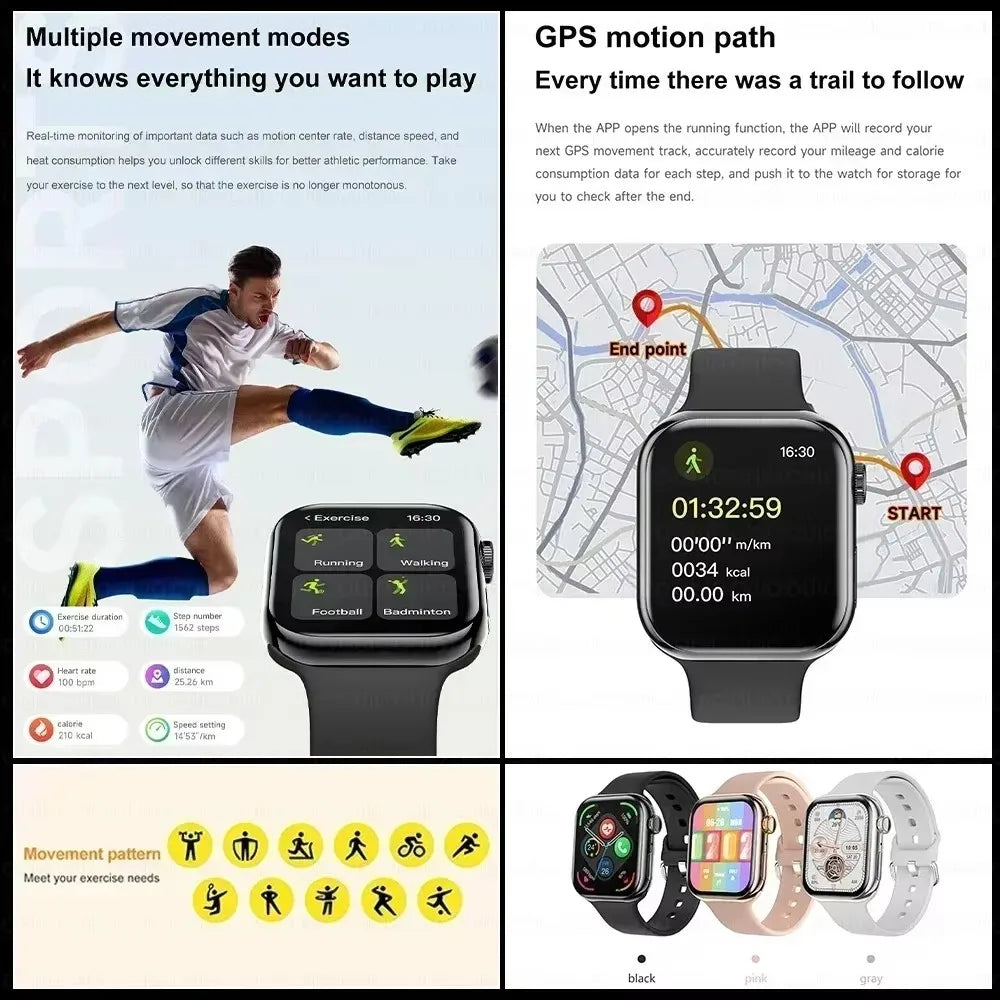 New 2025 Original For Apple Watch 10 GPS Smart Watch Men Body Temperature Bluetooth Call NFC Sports Women SmartWatch for Apple