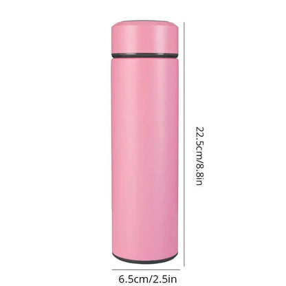 1pc 500ml Black Stainless Steel Creative Smart Thermos BottleTemperature Display Thermal Mug Male Female Portable Business Gift