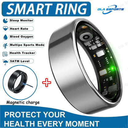 2025 New Smart Ring Blood Oxygen&Pressure Sleep Monitor Sports Tracking Remote Care IP68 Waterproof Men Women For Xiaomi Samsung