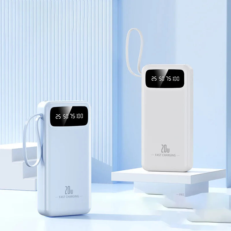 Large-capacity charging treasure 20000 mAh self-wired fast-charging mobile power gifts