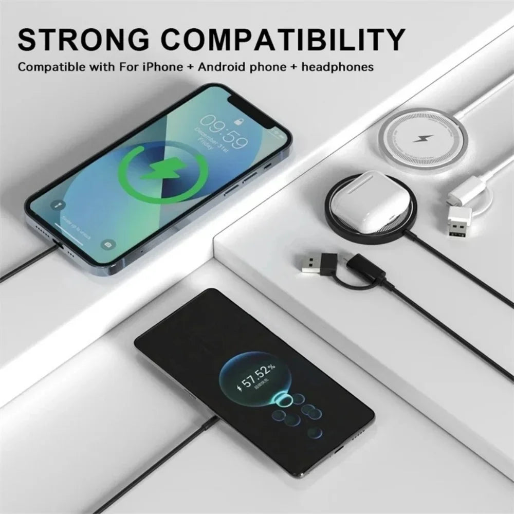 New 30W Magnetic Wireless Charger Fast Charging Pad Stand for iPhone 16 15 Pro Max Phone Chargers Station with Type C Data Cable