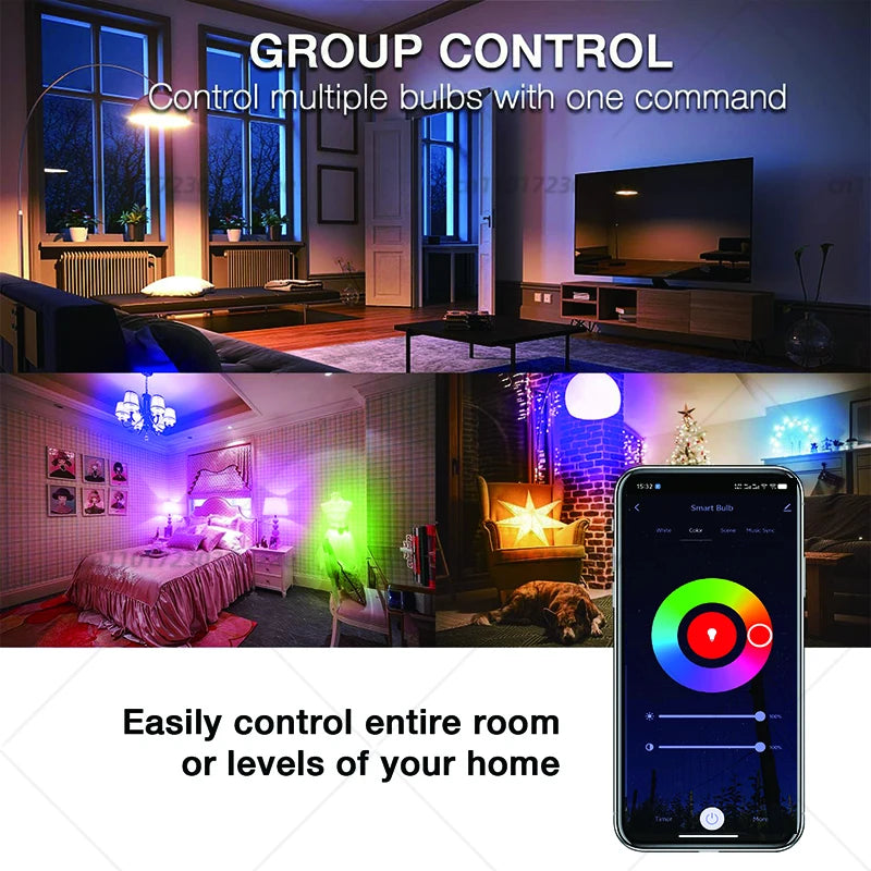 Tuya Smart WiFi LED Light Bulbs 220V 110V 10W 15W 20W E27 Alexa LED Lamp RGB Smart Life APP Google Assisatnt Voice Control
