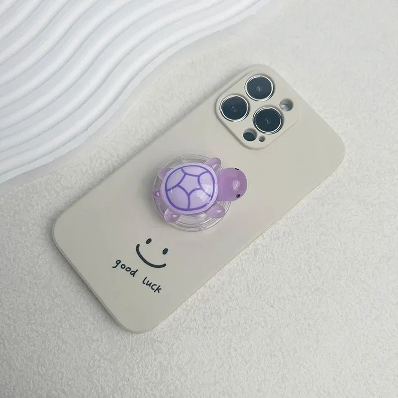 Korean Cute Luminous Turtle Phone Holder Griptok Finger Ring Support For iPhone Samsung Cases Grip Tok Socket Bracket Girl Gift