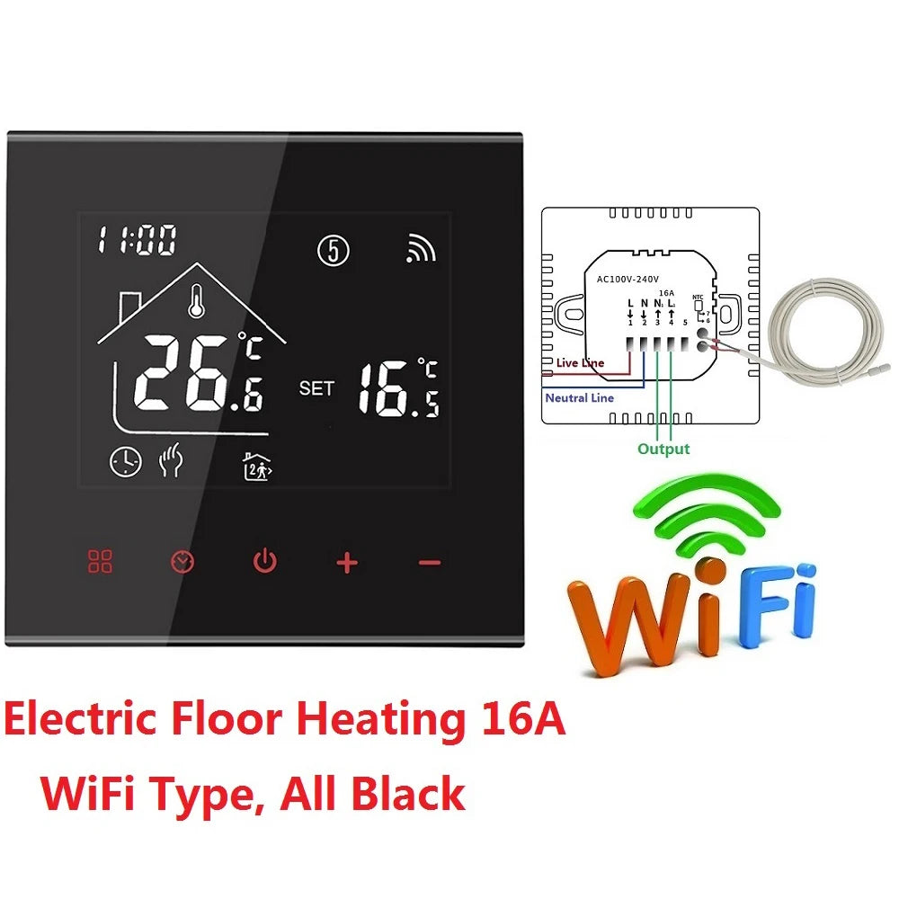 MINCO HEAT M4A Warm Floor Thermostat Tuya WiFi 3A 16A Electric/Gas Boiler/Water Heating Temperature Controller 1PC