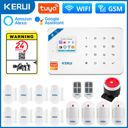 KERUI W181 Alarm System Secutrity Home WIFI GSM Alarm Tuya Smart Motion Detector Door Sensor Burglar IP Camera Work Alexa Google