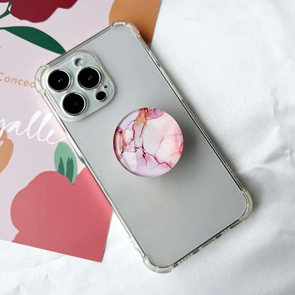 Marble Pattern Crystal Glass Phone Holder Foldable mobile phone Socket Crystal Glass phone grips