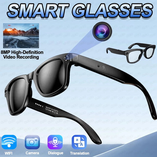 2025 AI Smart Glasses 8MP Professional-Grade Camera HD Video Music Bluetooth Call AI Voice Control Smart Glasses For Men Women