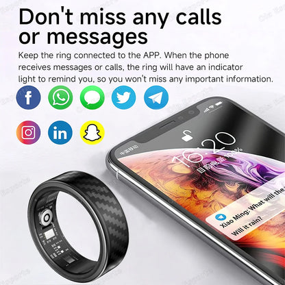 For Xiaomi Smart Ring Call Alert Heart Rate Blood Oxygen Monitoring Pedometer Calorie Multifunctional Fitness Smart Finger Ring