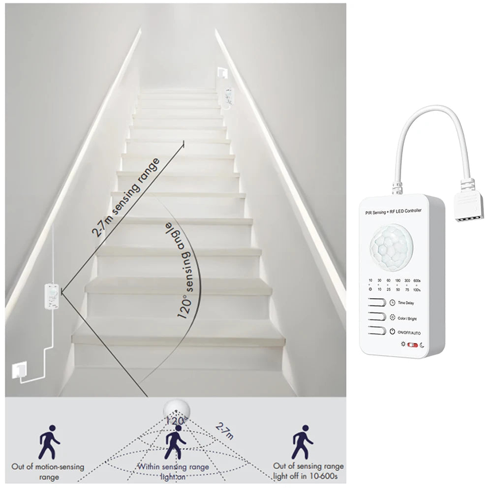 Tuya WiFi COB CCT LED Strip PIR Motion Sensor 12V 2m 3m 5m 10m Dimmable Bed Wardrobe Cabinet Light 2700-6500K for Alexa Google