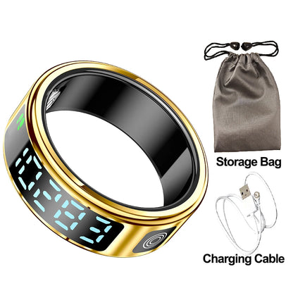 2025 New SR08 Smart Ring Men Women LED Display Screen Heart Rate Blood Oxygen Monitoring 5ATM Waterproof Multi Sports Modes Gift