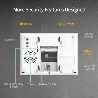 Staniot Original 7inch 4G WiFi Security Alarm Protection Kit Built-in 5000mAh Battery Alexa Wireless Smart Home Alarm System