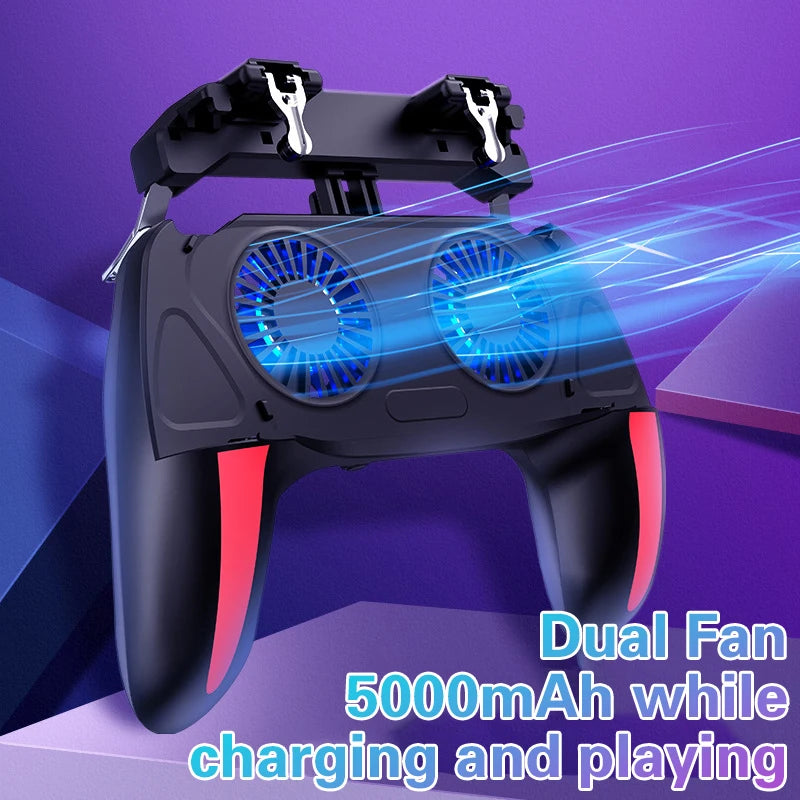 H10 Gaming Handheld Grip Game Controller Joystick Gamepad For Pubg Trigger Cooling Fan Cooler Phone USB Powered 5000mAh Battery