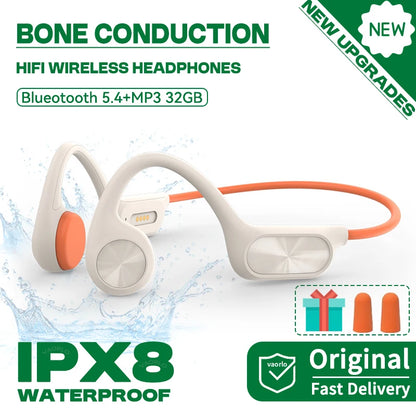 Original Bone Conduction Wireless Headphones Bluetooth 5.4 32GB MP3 Player IPX8 Waterproof Swimming Sports HIFI Music Headsets
