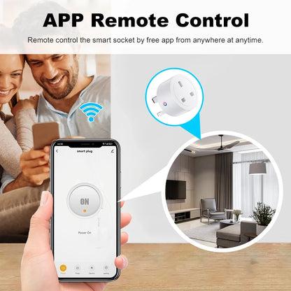 20A Tuya Smart Socket WiFi UK Plug 3 pin Adapter With Power Monitoring Timing Function Home Alexa Voice Control Power Outlet Set