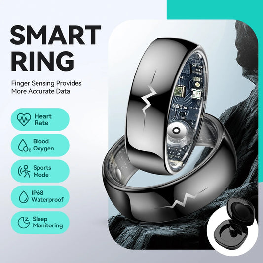 For Xiaomi Huawei New Smart Ring Heart Rate Blood Oxygen Health Monitor 3ATM Waterproof Multi-sport Mode Wireless Charging