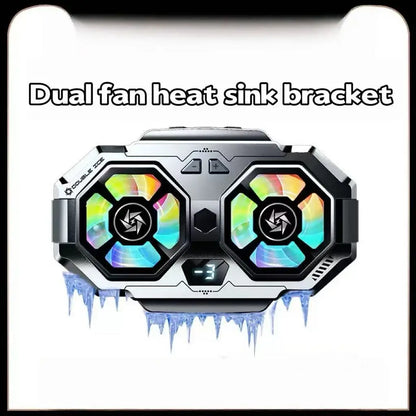 Mobile phone radiator stand digital display ultra-silent dual fans fast cooling live broadcast cooling tool