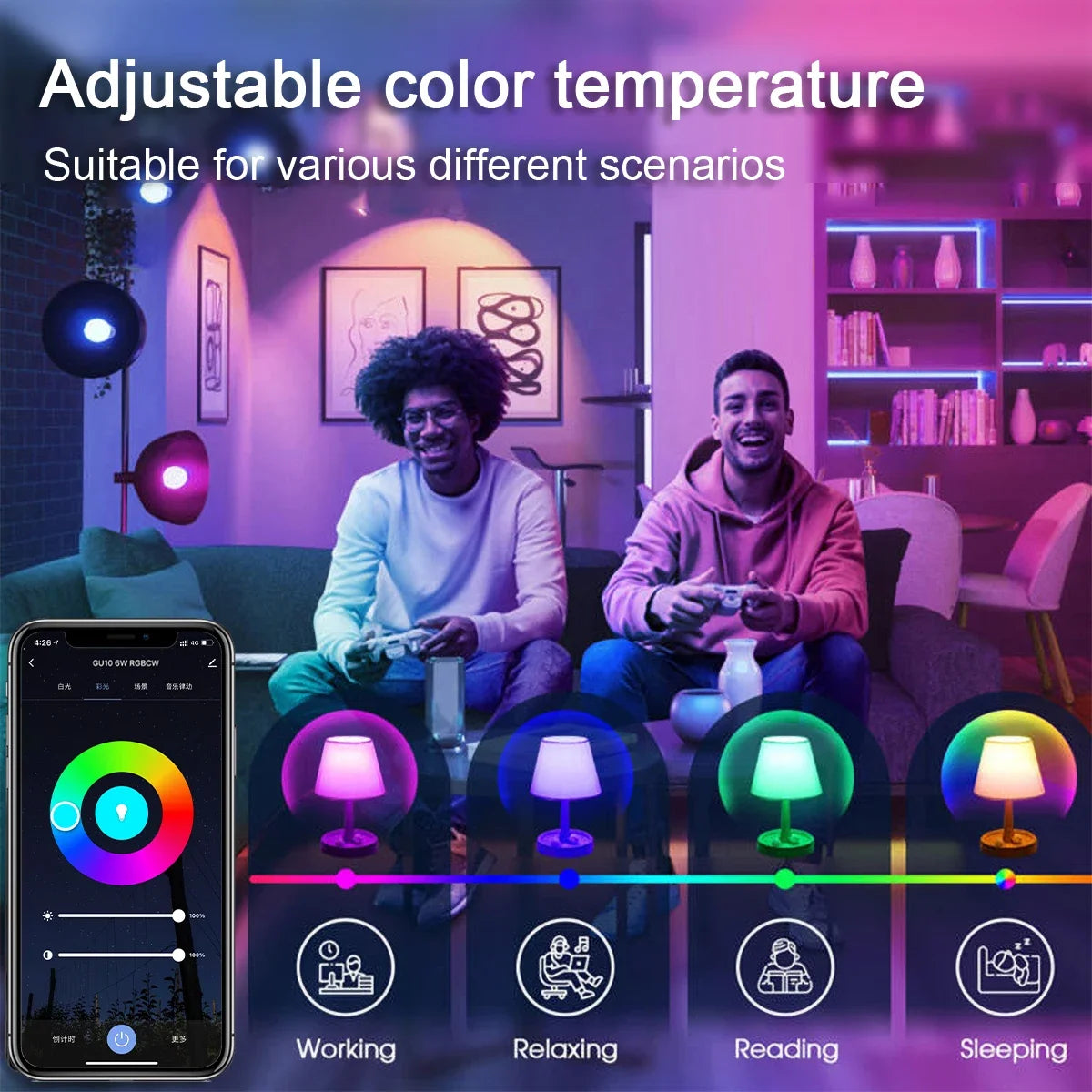 Tuya Rgb Bulb Smart Gu10 C37 A60 T37 E14 E27 B22 Light Dimmable Wifi Led Magic Lamp 85V-265V Work With Alexa Google Home