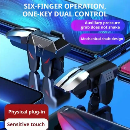 2PCS Mobile Phone Game Triggers Six Finger Chicken Eating Artifact Gaming Aim Shooting Triggers Joystick Button