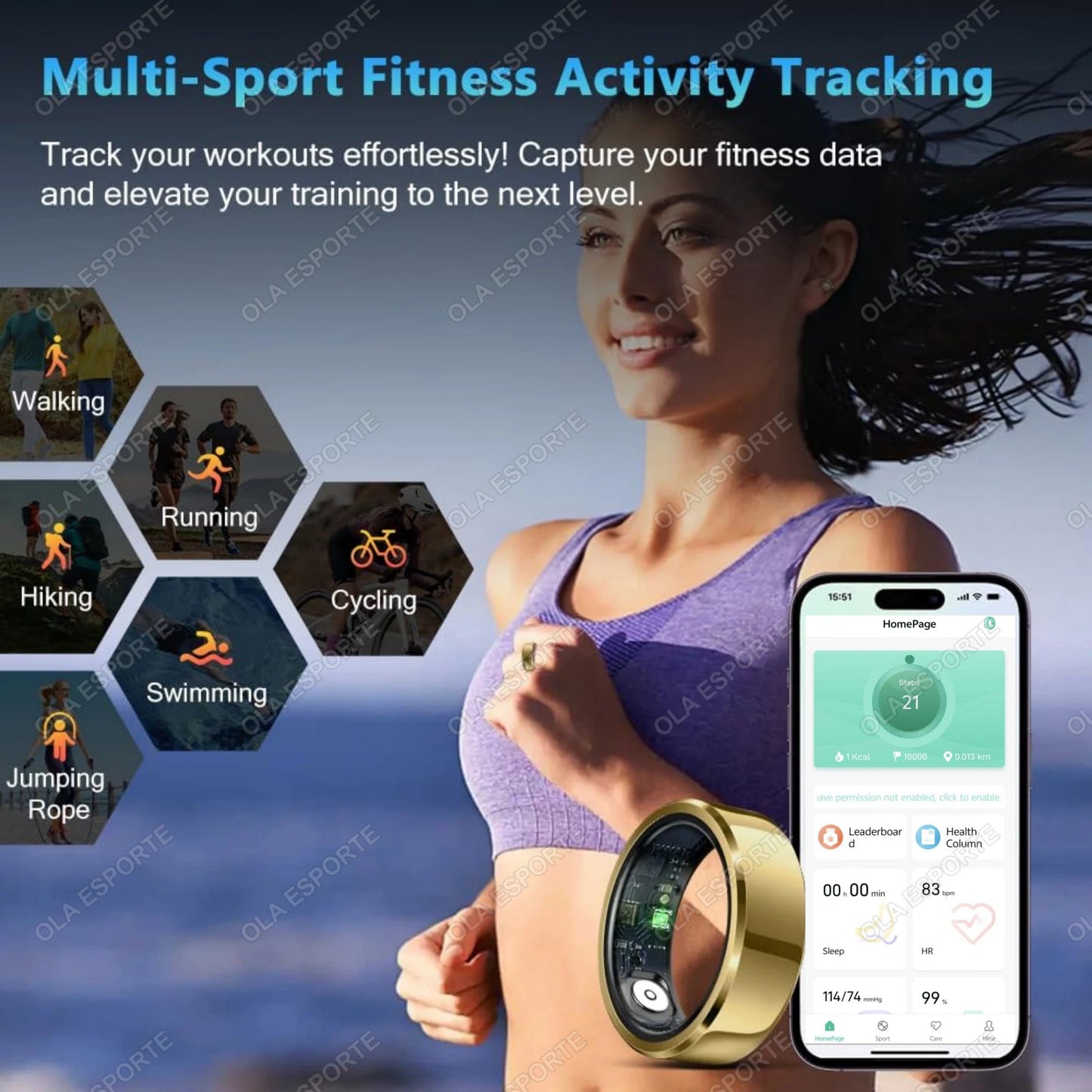 2025 New For Xiaomi Smart Ring Men Women, Heart Rate and Blood Oxygen Monitor Smartring IP68 & 5ATM Waterproof, Multi-sport Mode