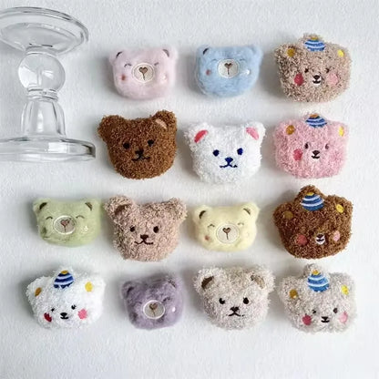 1PC Universal Cute Bear Phone Holder Funny Fluffy Plush Folding Gripfor iPhone Support Socket Pocket Finger Griptok Stand