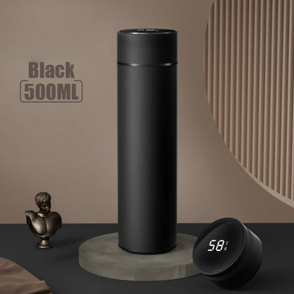 Stainless steel thermos bottle with digital temperature display, Intelligent temperature measurement cup, LED, 500ml