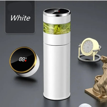 450ml Smart Thermos Bottle For Tea With Separation Strainer Infuser Temperature Display Stainless Steel Insulation Vacuum Flask
