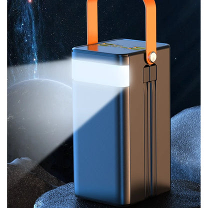120W 60000mAh Power Bank Fast Charging Comes Two Wire External Battery Pack with Flashlight Outdoors for Huawei Xiaomi IPhone