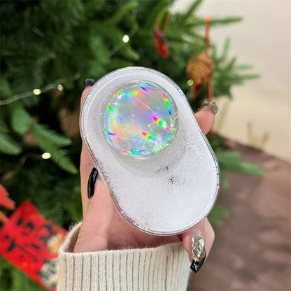 Luxury Glitter Laser Ball Quicksand Liquid Snowflake Magnetic Phone Grip Holder For Magsafe Socket Case Cover Bracket Stand