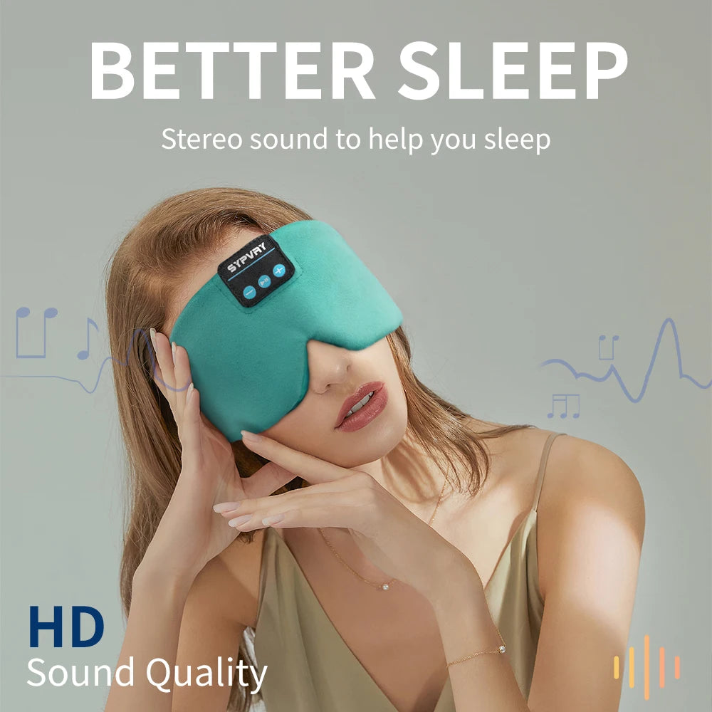 Soft Sleep Mask Bluetooth Wireless Headphones, Sleeping Headphones Adjustable Music Eye Mask Silk for Sleeping Meditation