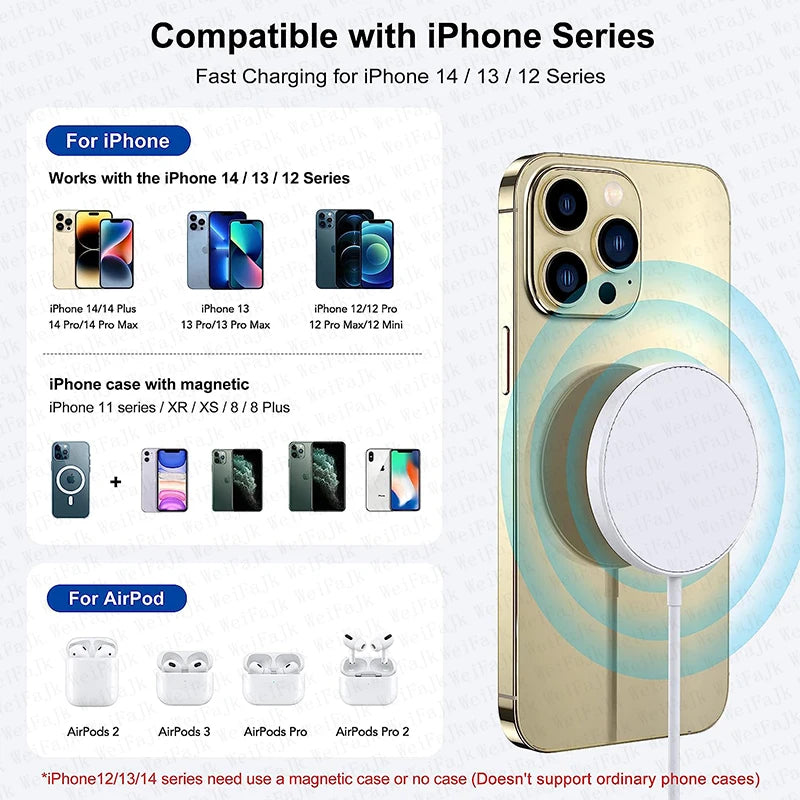 For Apple Magsafes Original 30W Wireless Charger For iPhone 11 12 13 14 15 16 Pro Max X XS XR Plus Fast Charging Magnetic Charge