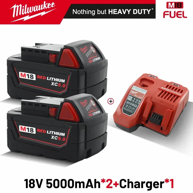original Milwaukee M18 Power Tool Battery, Charger, 18V 6Ah Li-Ion M18B5 48-11-1860 48-11-1850 48-11-1840 48-11-1830 48-11-1820