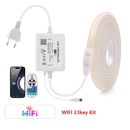 WIFI Bluetooth 220V Dimmable COB LED Strip Light Wall Touch 23key Remote 750W Controller 288LEDs Waterproof Flex Lamp Home Decor