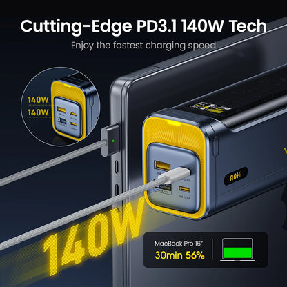 AOHI Starship 40,000mAh Power Bank 140W PD3.1 Laptop Power Bank with C-C Cable Fast Charging Station for iPhone MacBook Laptop