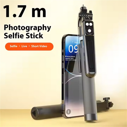 Roreta 2025 1.7M 360° rotation selfie stick with Bluetooth shutter Wireless phone holder brackets Tripod for Smartphone Camera