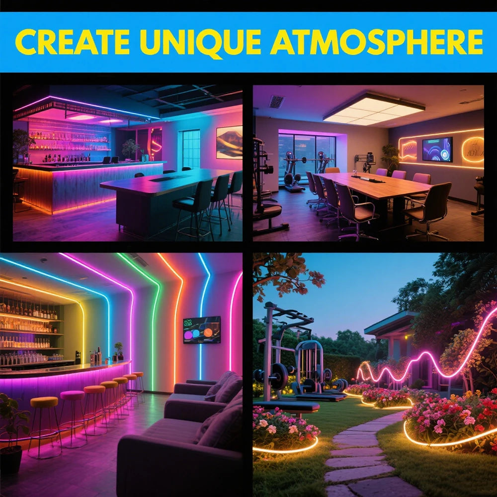 220V WIFI Tuya RGB Neon LED Strip Light Smart APP Remote 750W Controller Kit Waterproof 60 80LEDs/M EU US UK AU Plug Flex Lamp