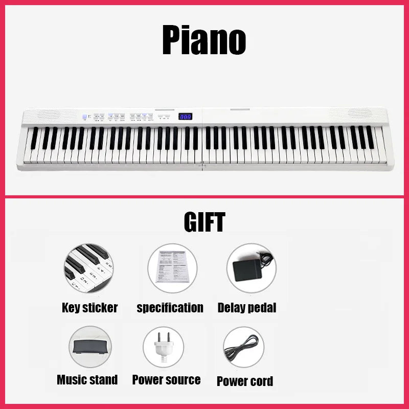 Foldable Musical Piano with Digital Organ Controller, 88 Keys, Electronic Music Synthesizer, Professional Keyboard