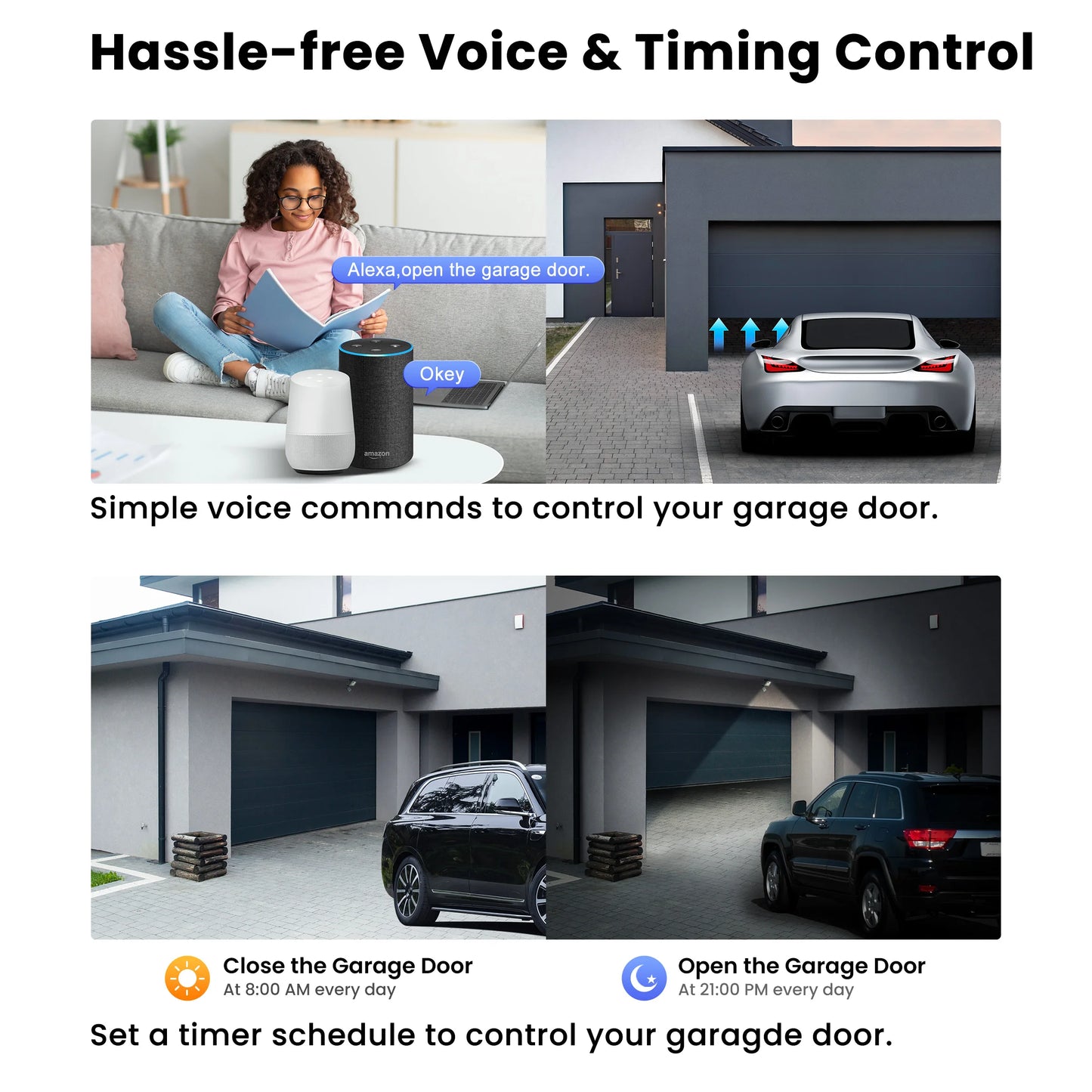 Tuya Smart WiFi Garage Door Opener with Camera Monitor 1080P Smart Garage Camera Support 2-way Talk Work with Alexa Hey Google