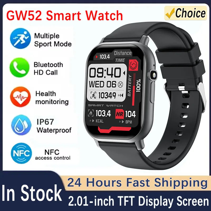 New Smart Watch Men GPS Track 2.01 Inch HD Screen Heart Rate Monitor Sports Fitness Tracker Bluetooth Call Smartwatch ﻿