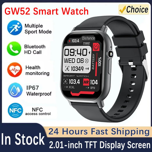 New Smart Watch Men GPS Track 2.01 Inch HD Screen Heart Rate Monitor Sports Fitness Tracker Bluetooth Call Smartwatch ﻿
