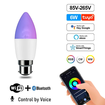LED WIFI Smart Light GU10 Bulb 10w 6W E14 B22 E27  110V 220V Rgb Dimmable Spotlight Wifi Led Lamp Work With Alexa Google Home