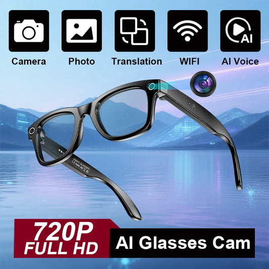 LIGE Fashion AI Camera Smart Glasses IP65 Waterproof Bluetooth Call Playing Music Smart Glasses Identify Pictures Use ChatGPT