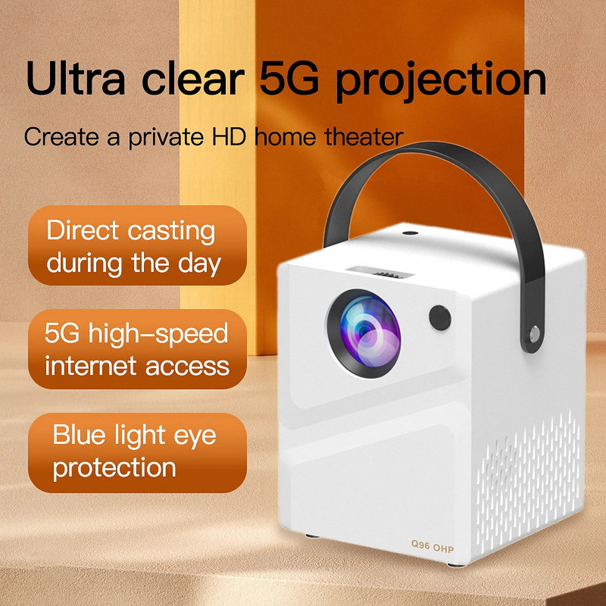 Projector Q96 OHP Android 4K 1280*720P 4G 5G Dual Wifi 230ANSI BT5.0 Cinema Outdoor Portable Projetor