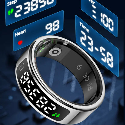 R11C Smart Ring Men Women Display Screen Gesture Swipe Video Smartring Waterproof Heart Rate Sleep Monitor Qring for Android IOS