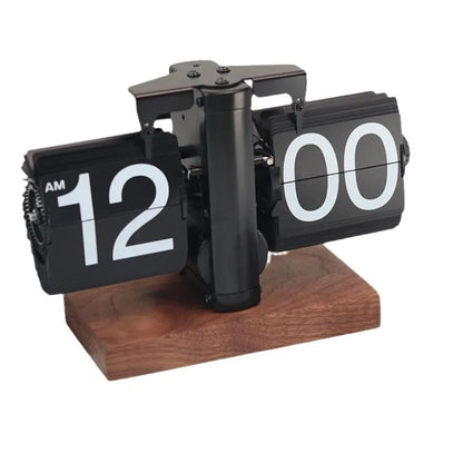 Walnut Automatic Flip Clock Creative Retro Living Room Decoration Desk Clock