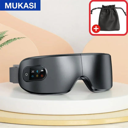 MUKASI Eye Massager with Vibration Bluetooth Music, Smart Massage Eye Mask for Eye Relax, Reduce Eye Strain, Improve Sleep