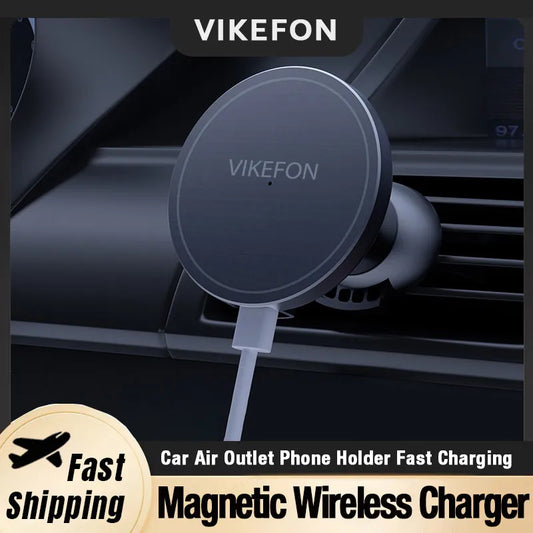 Car Air Outlet Wireless Charger Phone Stand For Magsafe iPhone 16 15 14 13 12 Pro Max Air Vent Cell Magnet Fast Charging Station